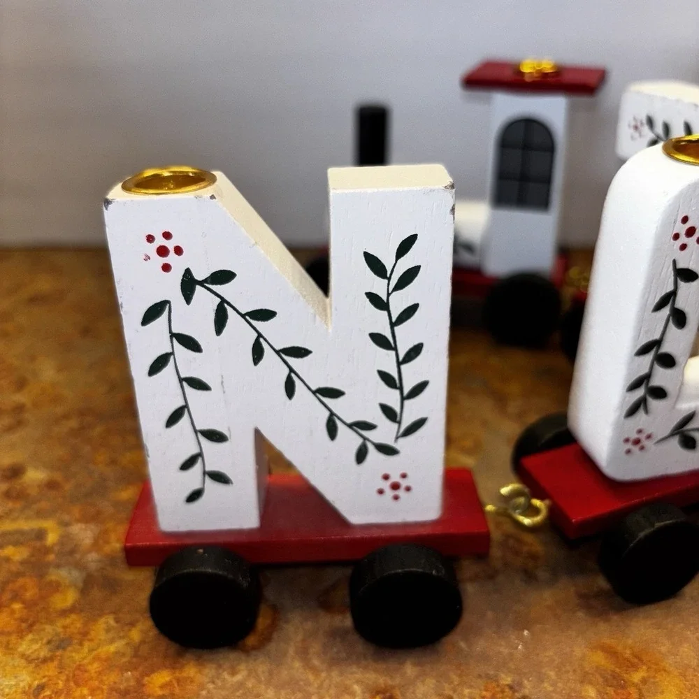 Vintage Interpur Wooden NOEL Candle Train Display Made In Taiwan